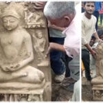 एटा के रिजोर में निकली प्रतिमा, महावीर स्वामी और बुद्ध की होने के दावे